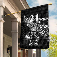 New Zealand Rugby Warrior Custom Garden Flag Black Fern Taniko Motif