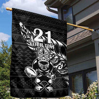 New Zealand Rugby Warrior Custom Garden Flag Black Fern Taniko Motif