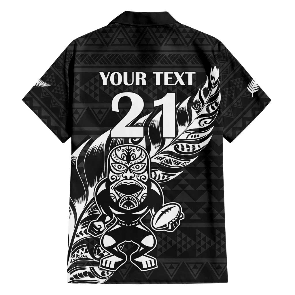 New Zealand Rugby Warrior Custom Hawaiian Shirt Black Fern Taniko Motif