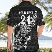 New Zealand Rugby Warrior Custom Hawaiian Shirt Black Fern Taniko Motif