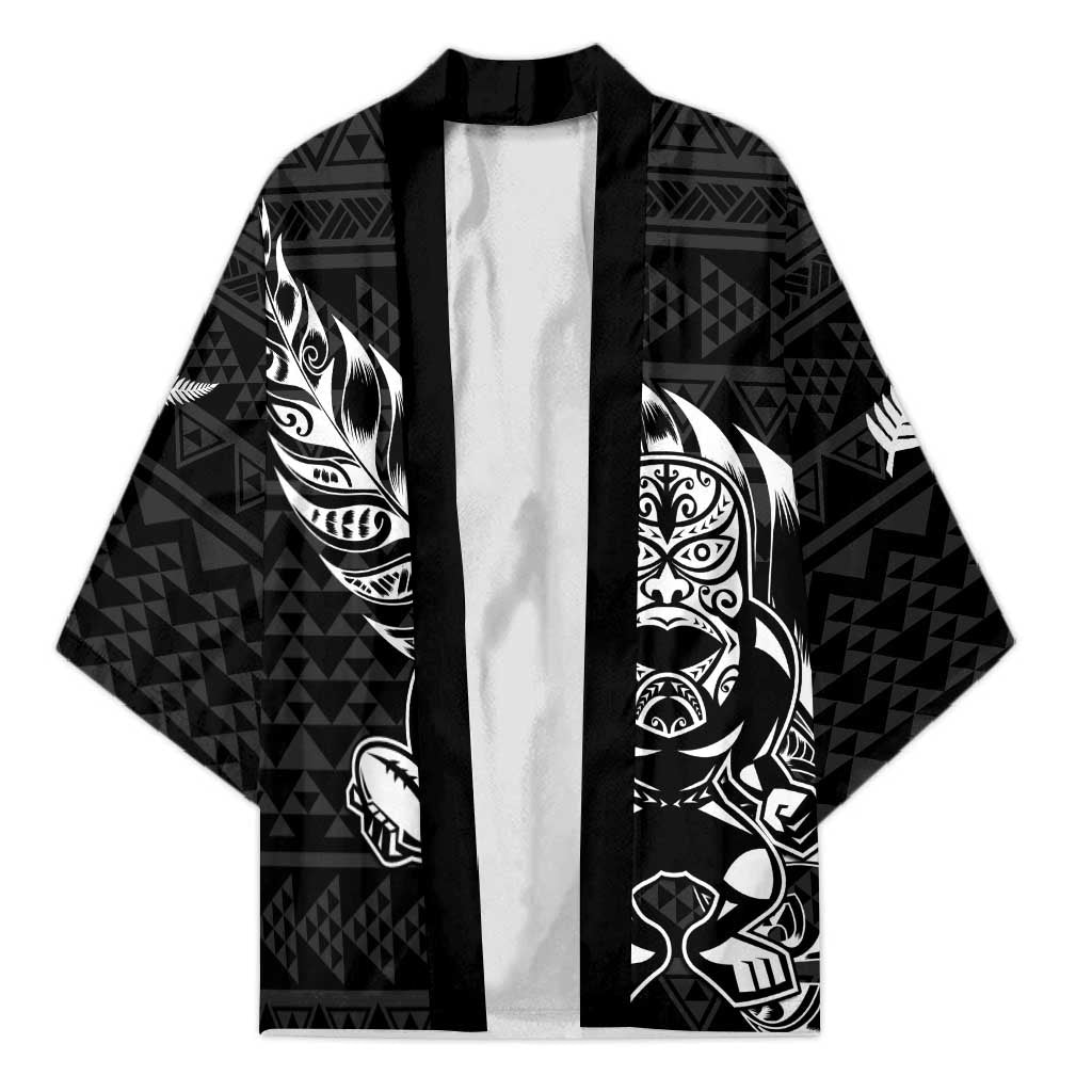 New Zealand Rugby Warrior Custom Kimono Black Fern Taniko Motif - Polynesian Pride