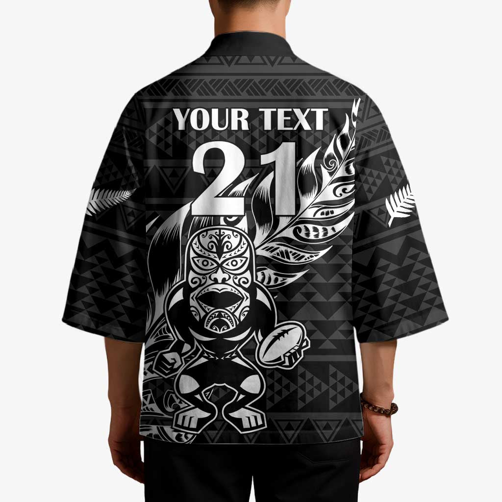 New Zealand Rugby Warrior Custom Kimono Black Fern Taniko Motif - Polynesian Pride