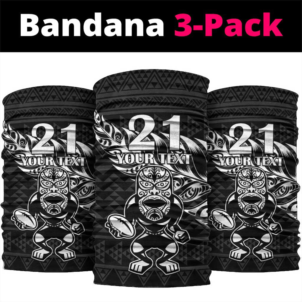 New Zealand Rugby Warrior Custom Neck Gaiter Black Fern Taniko Motif - Polynesian Pride