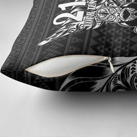 New Zealand Rugby Warrior Custom Pillow Cover Black Fern Taniko Motif - Polynesian Pride