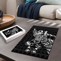 New Zealand Rugby Warrior Custom Puzzle Black Fern Taniko Motif - Polynesian Pride