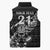 New Zealand Rugby Warrior Custom Sleeveless Puffer Jacket Black Fern Taniko Motif - Polynesian Pride