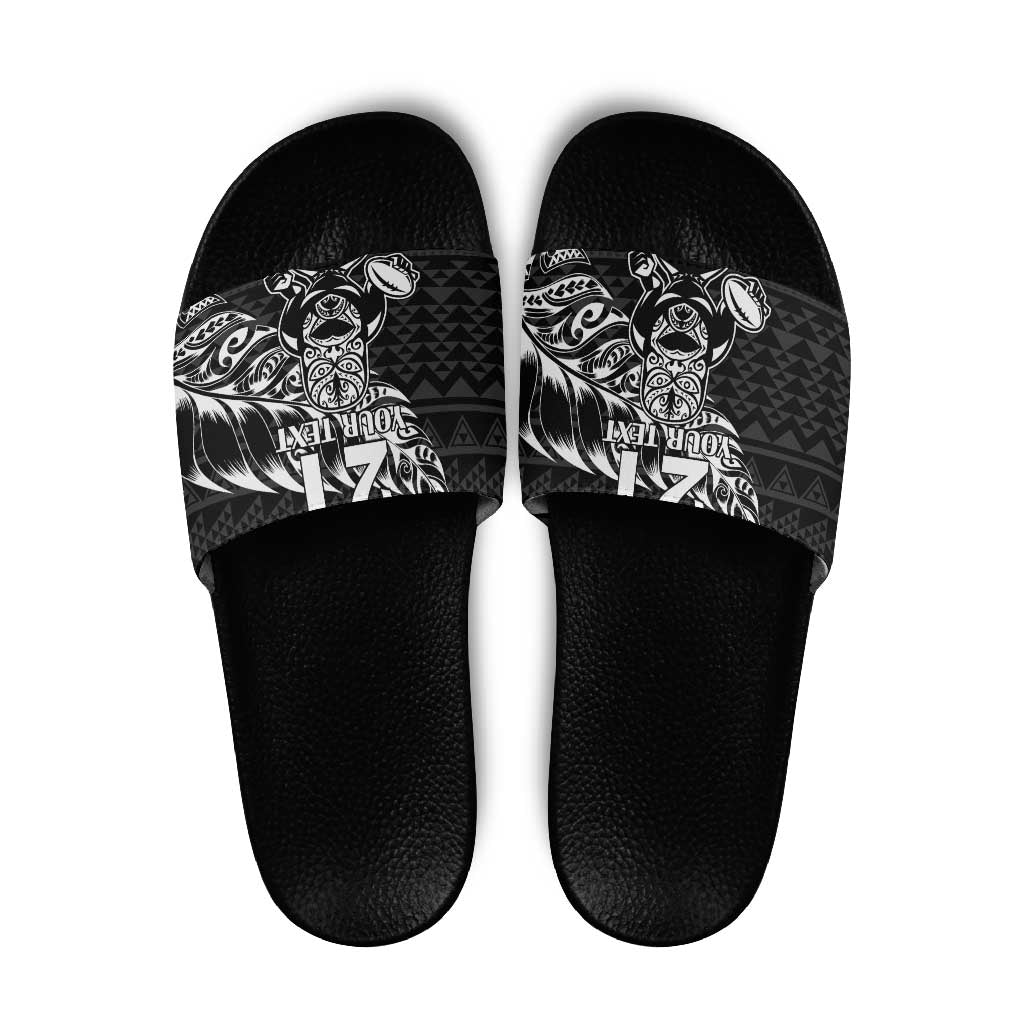 New Zealand Rugby Warrior Custom Slide Sandals Black Fern Taniko Motif - Polynesian Pride