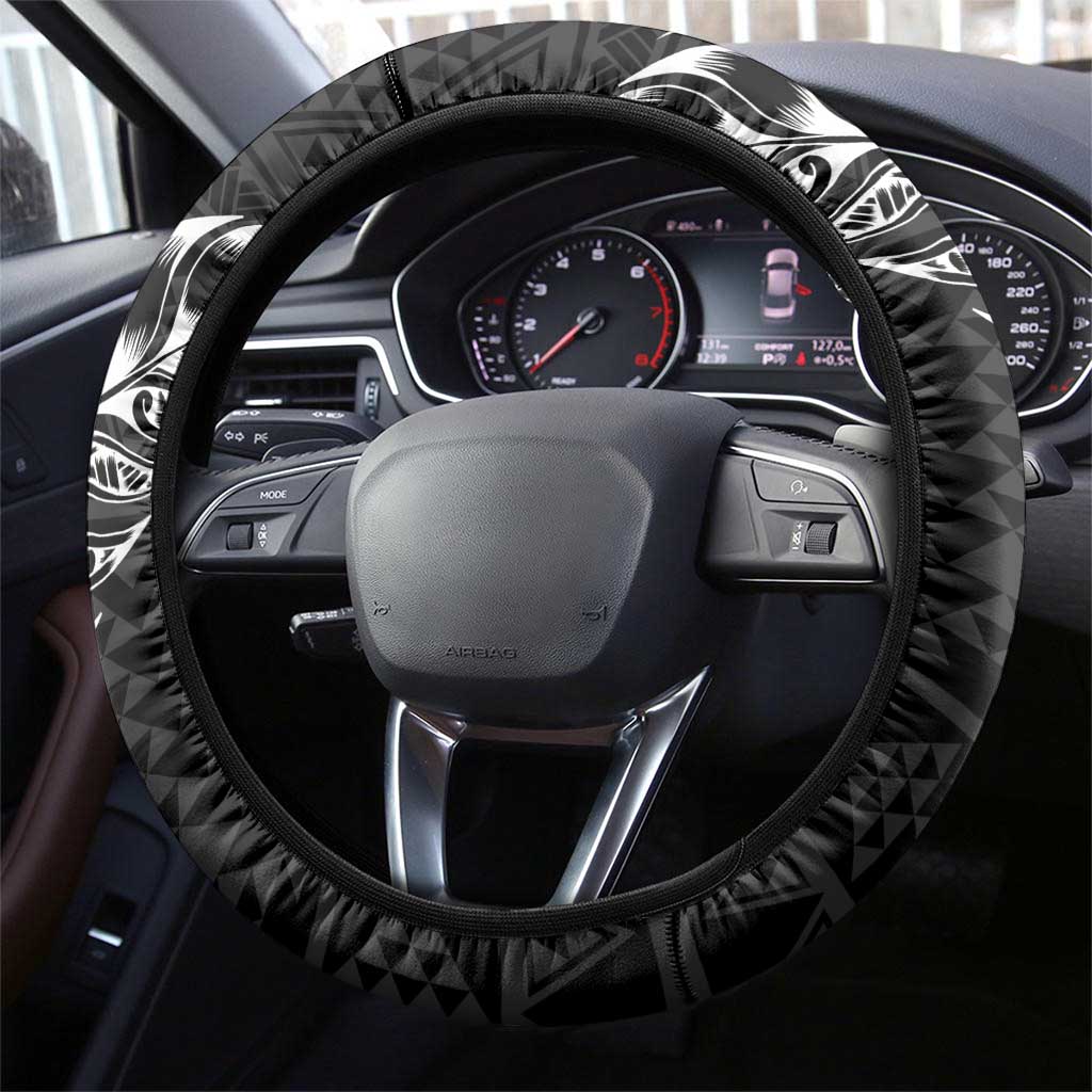 New Zealand Rugby Warrior Steering Wheel Cover Black Fern Taniko Motif