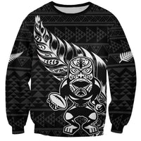 New Zealand Rugby Warrior Custom Sweatshirt Black Fern Taniko Motif
