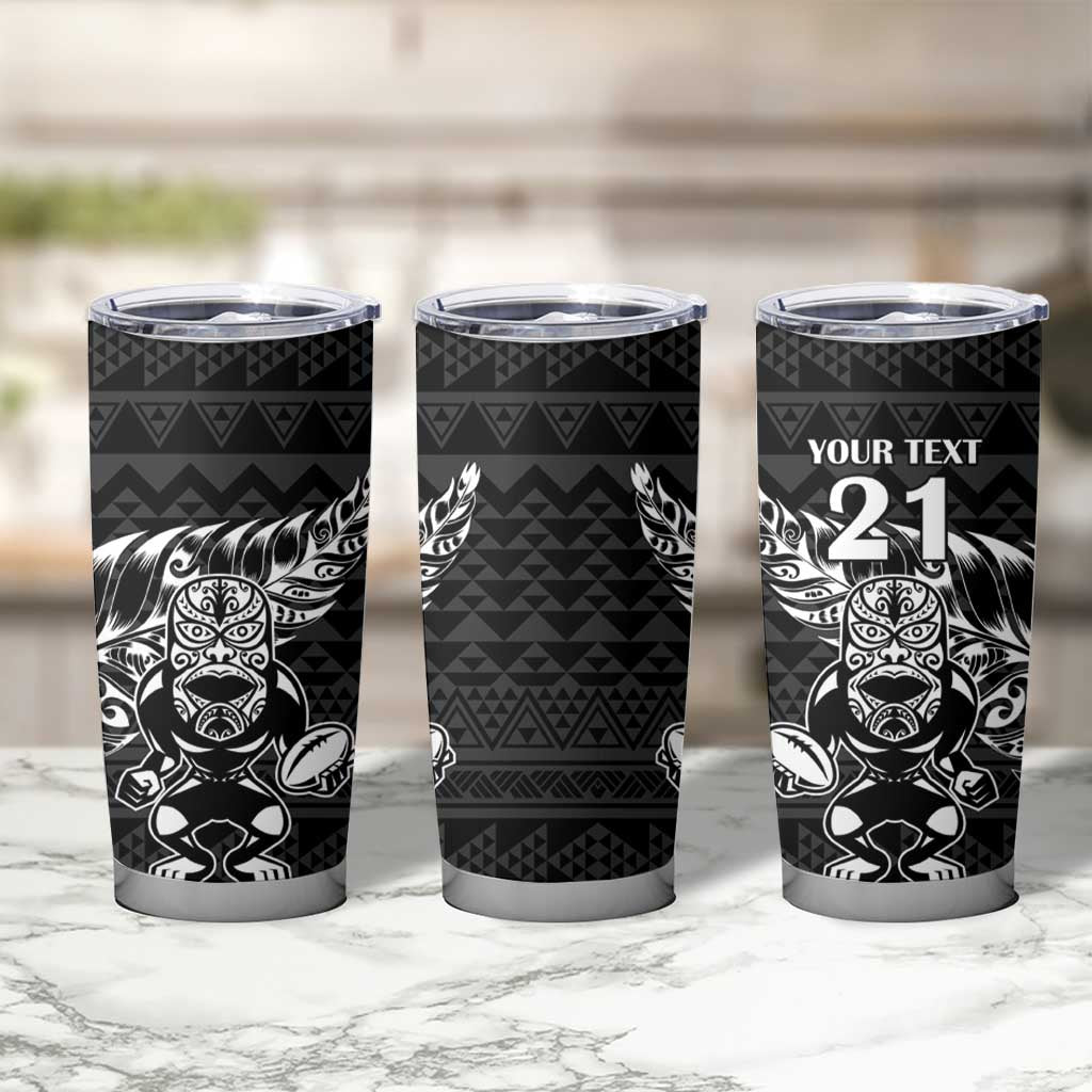 New Zealand Rugby Warrior Custom Tumbler Cup Black Fern Taniko Motif