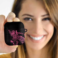 New Zealand Rugby Warrior Custom AirPods Case Pink Fern Taniko Motif - Polynesian Pride