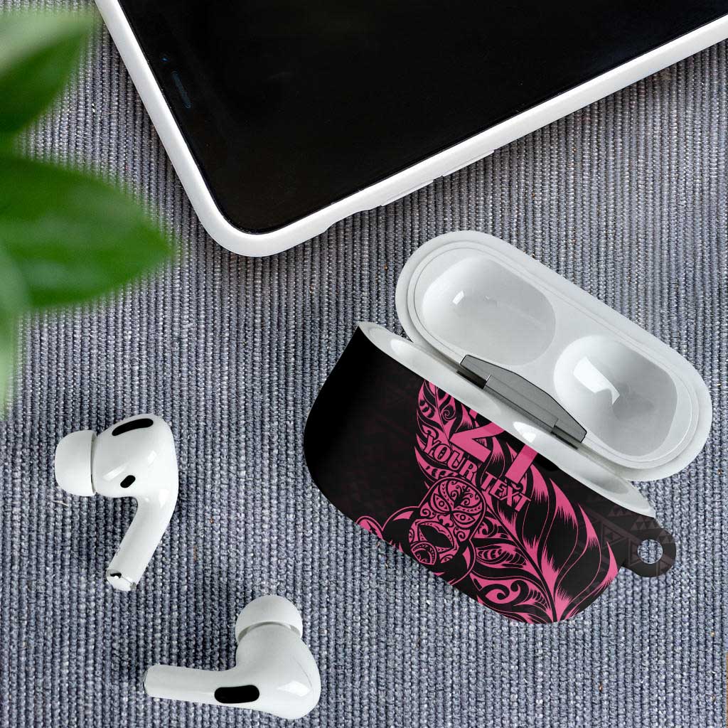 New Zealand Rugby Warrior Custom AirPods Case Pink Fern Taniko Motif - Polynesian Pride