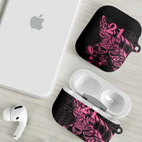 New Zealand Rugby Warrior Custom AirPods Case Pink Fern Taniko Motif - Polynesian Pride