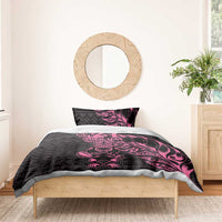 New Zealand Rugby Warrior Custom Bedding Set Pink Fern Taniko Motif