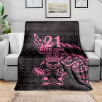 New Zealand Rugby Warrior Custom Blanket Pink Fern Taniko Motif