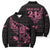 New Zealand Rugby Warrior Custom Bomber Puffer Jacket Pink Fern Taniko Motif - Polynesian Pride