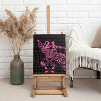 New Zealand Rugby Warrior Custom Canvas Wall Art Pink Fern Taniko Motif