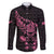 New Zealand Rugby Warrior Custom Family Matching Long Sleeve Bodycon Dress and Hawaiian Shirt Pink Fern Taniko Motif
