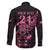 New Zealand Rugby Warrior Custom Family Matching Long Sleeve Bodycon Dress and Hawaiian Shirt Pink Fern Taniko Motif