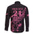 New Zealand Rugby Warrior Custom Family Matching Short Sleeve Bodycon Dress and Hawaiian Shirt Pink Fern Taniko Motif