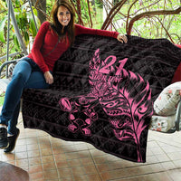 New Zealand Rugby Warrior Custom Quilt Pink Fern Taniko Motif
