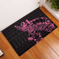 New Zealand Rugby Warrior Custom Rubber Doormat Pink Fern Taniko Motif
