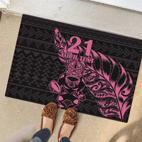 New Zealand Rugby Warrior Custom Rubber Doormat Pink Fern Taniko Motif