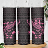New Zealand Rugby Warrior Custom Skinny Tumbler Pink Fern Taniko Motif