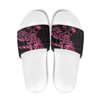 New Zealand Rugby Warrior Custom Slide Sandals Pink Fern Taniko Motif - Polynesian Pride