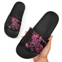 New Zealand Rugby Warrior Custom Slide Sandals Pink Fern Taniko Motif - Polynesian Pride