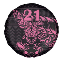 New Zealand Rugby Warrior Custom Spare Tire Cover Pink Fern Taniko Motif