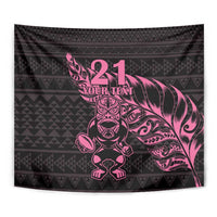 New Zealand Rugby Warrior Custom Tapestry Pink Fern Taniko Motif
