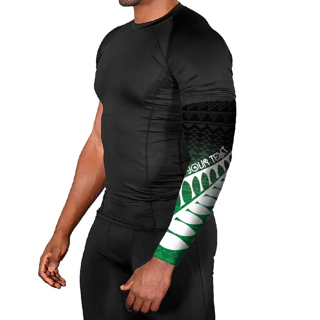 Green Silver Fern Spirit Taniko Tukutuku Personalised Arm Sleeves - Polynesian Pride