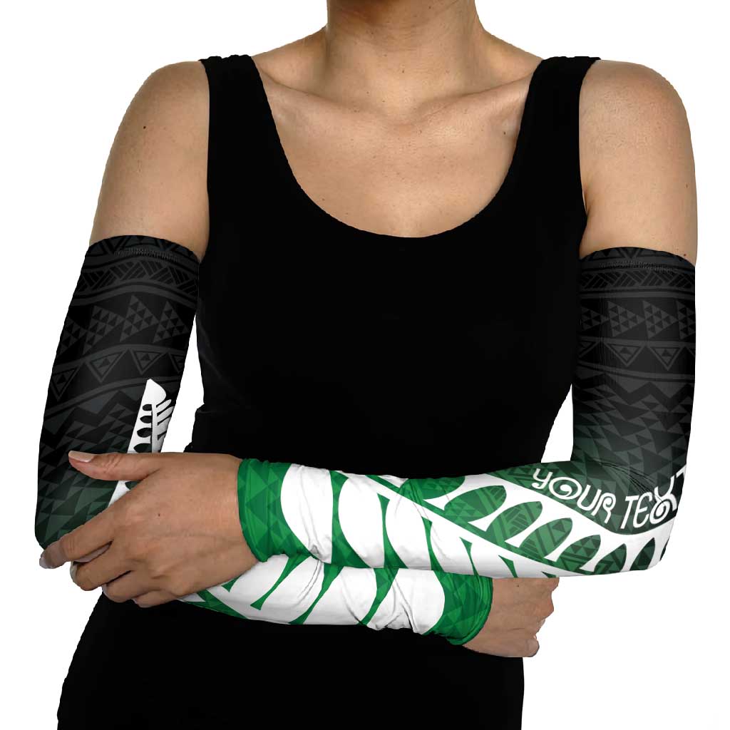 Green Silver Fern Spirit Taniko Tukutuku Personalised Arm Sleeves - Polynesian Pride
