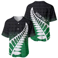 Green Silver Fern Spirit Taniko Tukutuku Personalised Baseball Jersey LT9 - Polynesian Pride