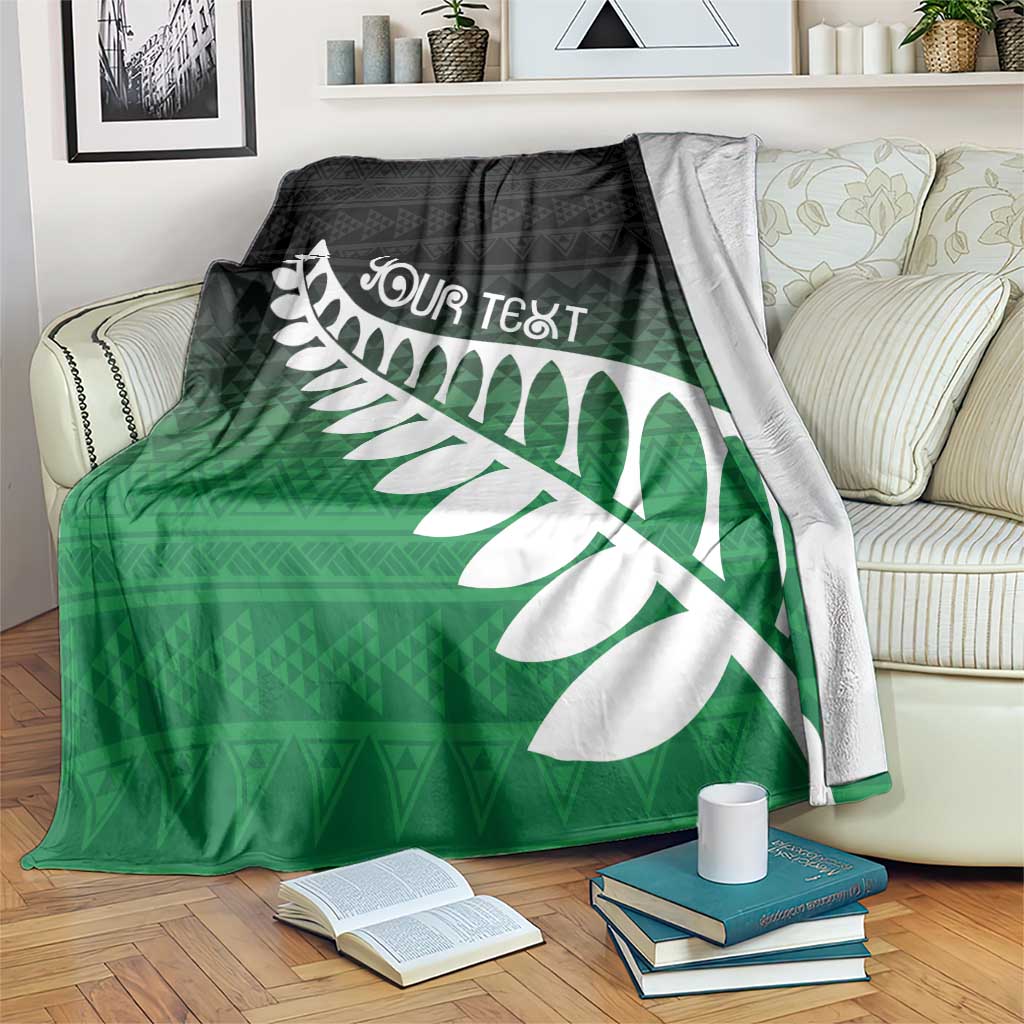 Green Silver Fern Spirit Taniko Tukutuku Personalised Blanket