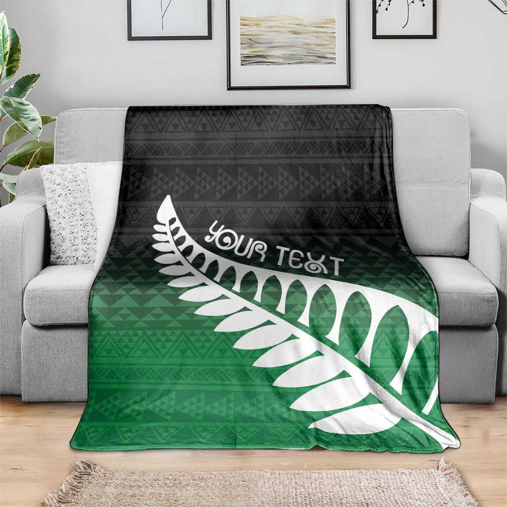 Green Silver Fern Spirit Taniko Tukutuku Personalised Blanket