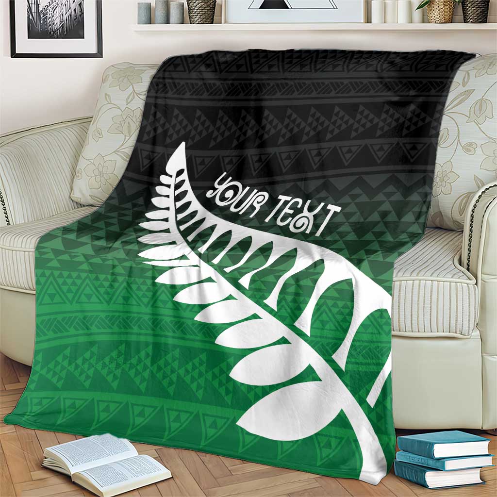 Green Silver Fern Spirit Taniko Tukutuku Personalised Blanket