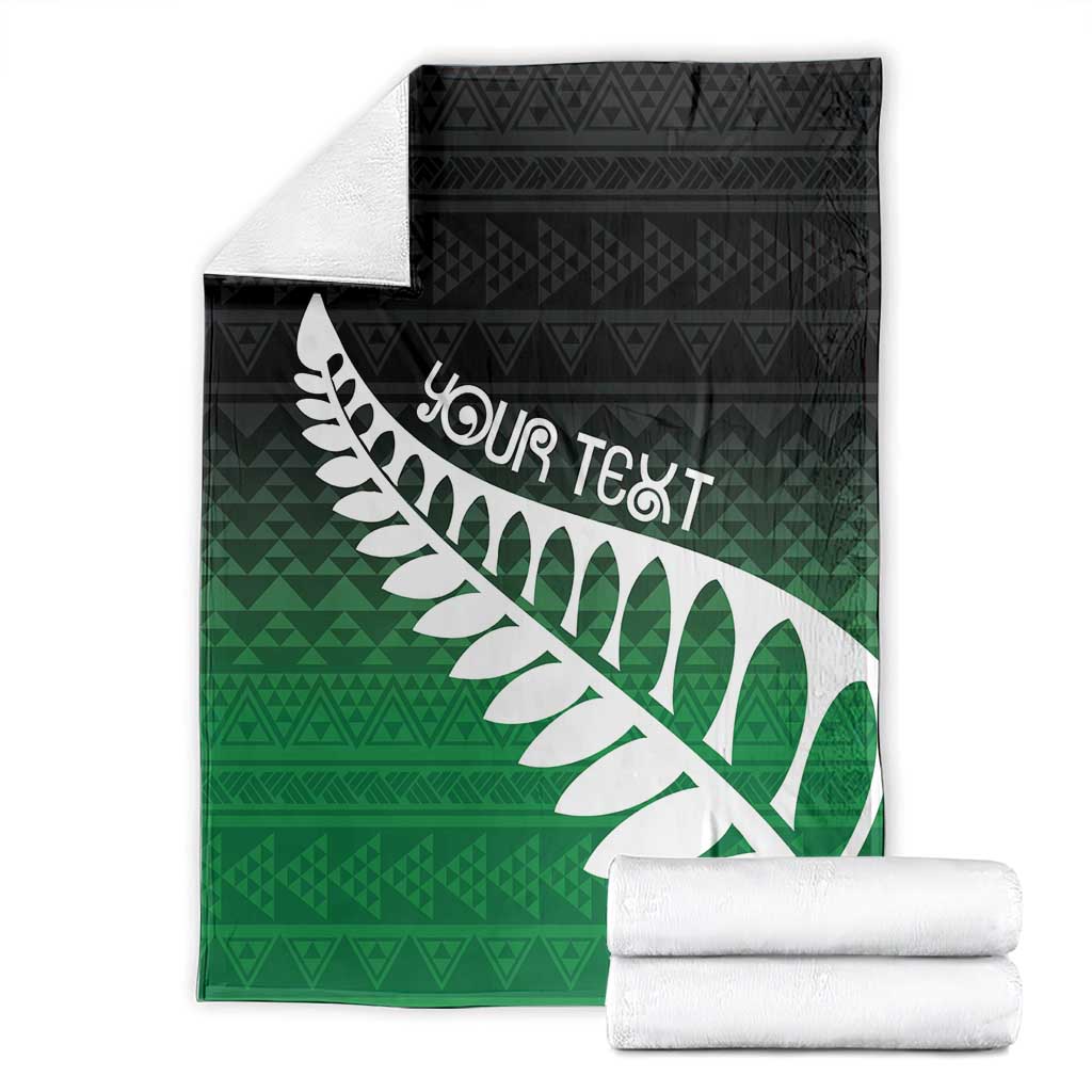 Green Silver Fern Spirit Taniko Tukutuku Personalised Blanket