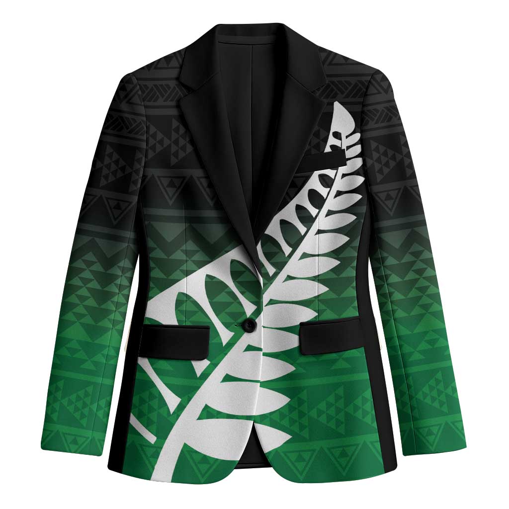 Green Silver Fern Spirit Taniko Tukutuku Personalised Blazer - Polynesian Pride