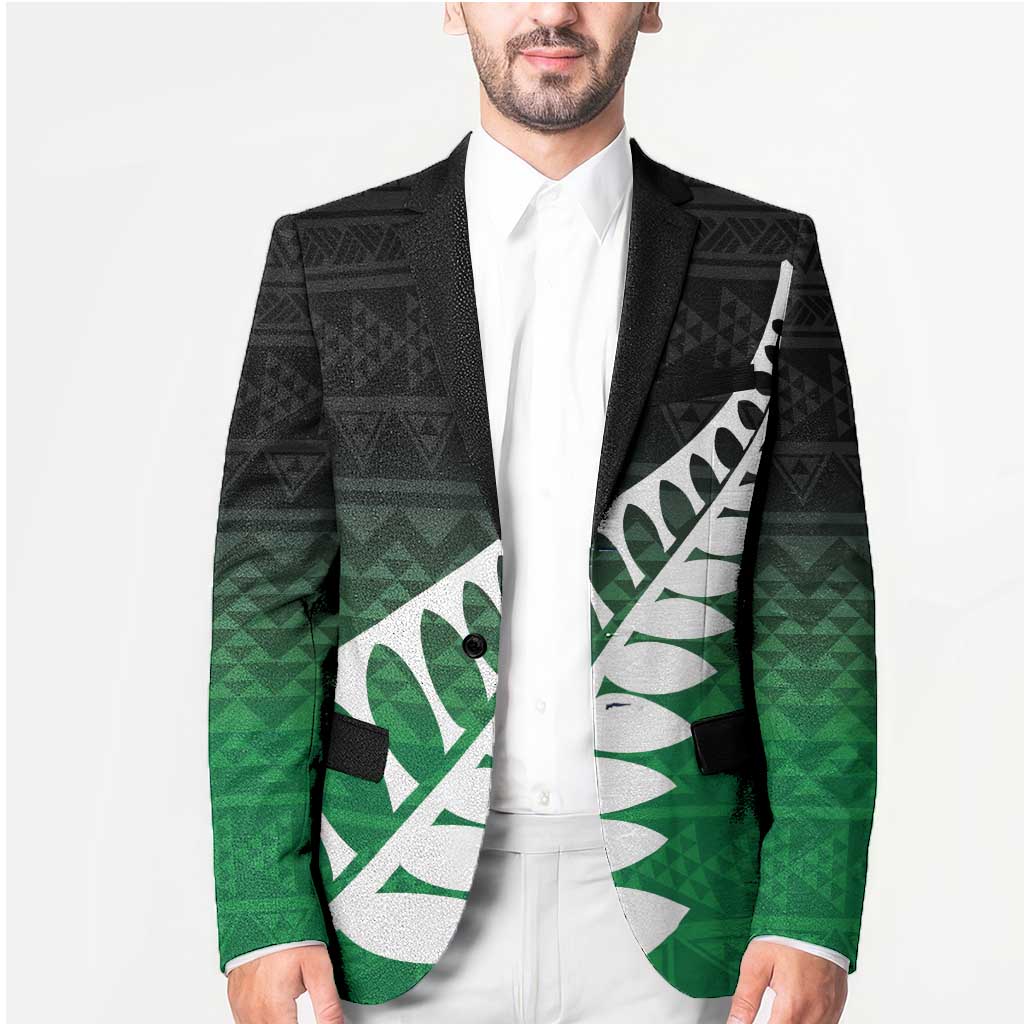 Green Silver Fern Spirit Taniko Tukutuku Personalised Blazer - Polynesian Pride