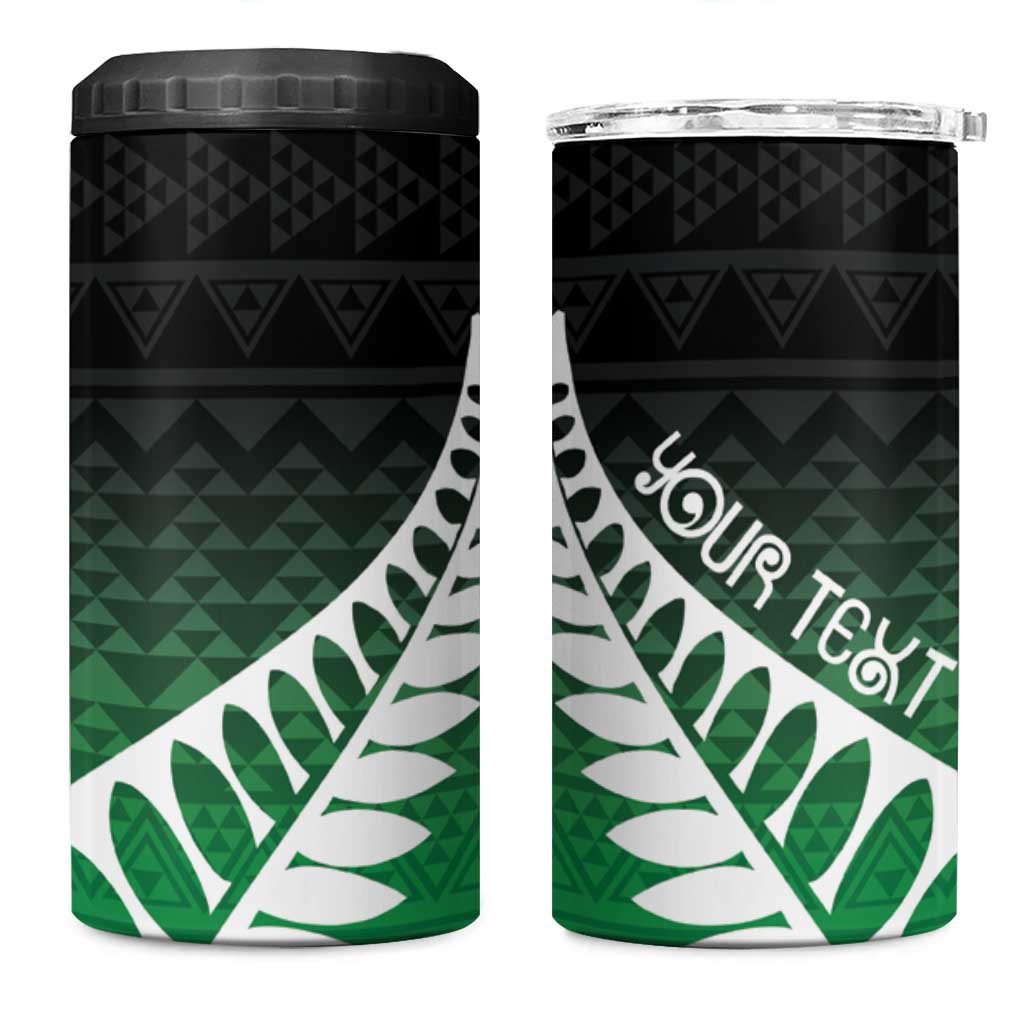 Green Silver Fern Spirit Taniko Tukutuku Personalised 4 in 1 Can Cooler Tumbler