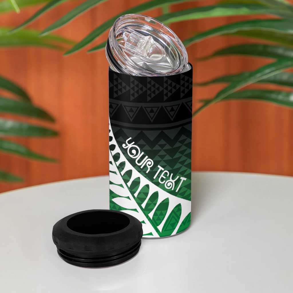 Green Silver Fern Spirit Taniko Tukutuku Personalised 4 in 1 Can Cooler Tumbler