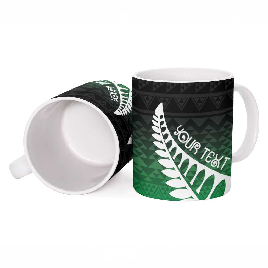 Green Silver Fern Spirit Taniko Tukutuku Personalised Ceramic Mug - Polynesian Pride
