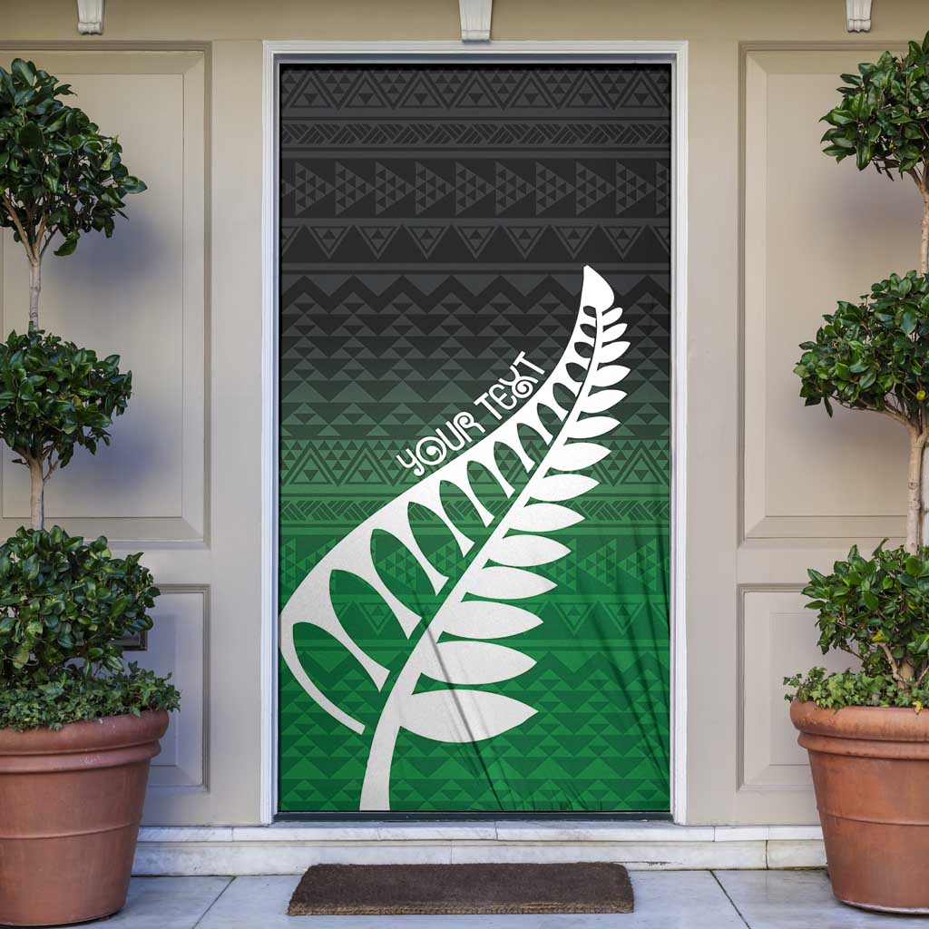 Green Silver Fern Spirit Taniko Tukutuku Personalised Door Cover - Polynesian Pride