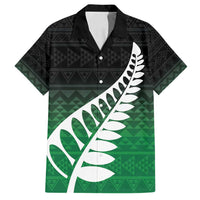 Green Silver Fern Spirit Taniko Tukutuku Personalised Family Matching Off Shoulder Maxi Dress and Hawaiian Shirt
