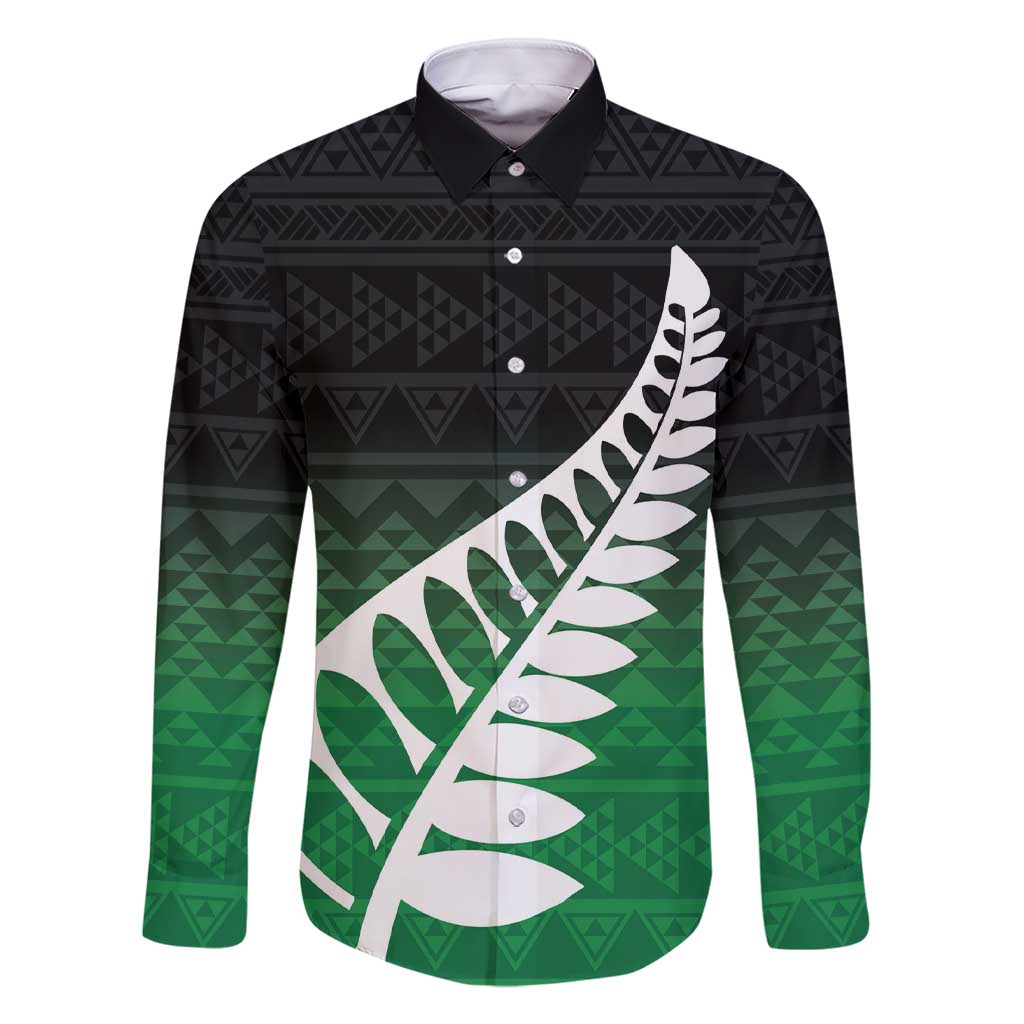 Green Silver Fern Spirit Taniko Tukutuku Personalised Family Matching Short Sleeve Bodycon Dress and Hawaiian Shirt LT9 Dad's Shirt - Long Sleeve Green - Polynesian Pride