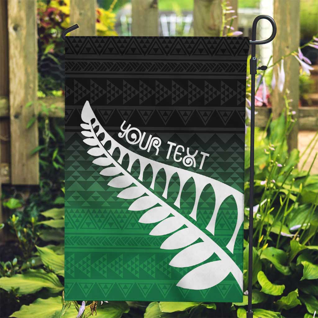 Green Silver Fern Spirit Taniko Tukutuku Personalised Garden Flag