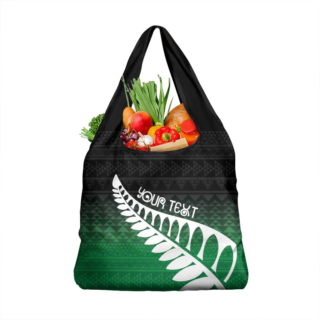Green Silver Fern Spirit Taniko Tukutuku Personalised Grocery Bag
