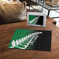 Green Silver Fern Spirit Taniko Tukutuku Personalised Puzzle - Polynesian Pride